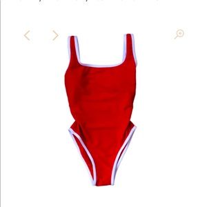 NEW Lainsnow ribbed red one piece swimsuit